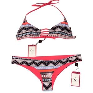 NWT KHONGBOON - POSITANO REVERSIBLE FULL-CUT HANDMADE BIKINI size Large